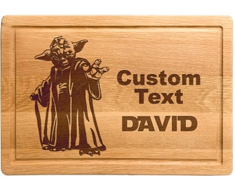 Star War Customizable Text Engraved Cutting Board Gift for Fantastic Lovers, Birthday Gift for Him, Yodas Funny Text Board, Unique Gift Him