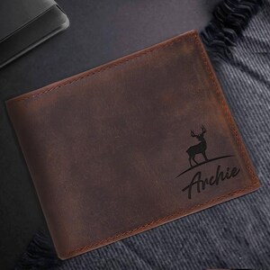 Cartera personalizada de regalo de San Valentín Cartera de cuero de primera calidad para hombre / Regalo para él / Aniversario, padrinos de boda, cumpleaños, regalo para papá