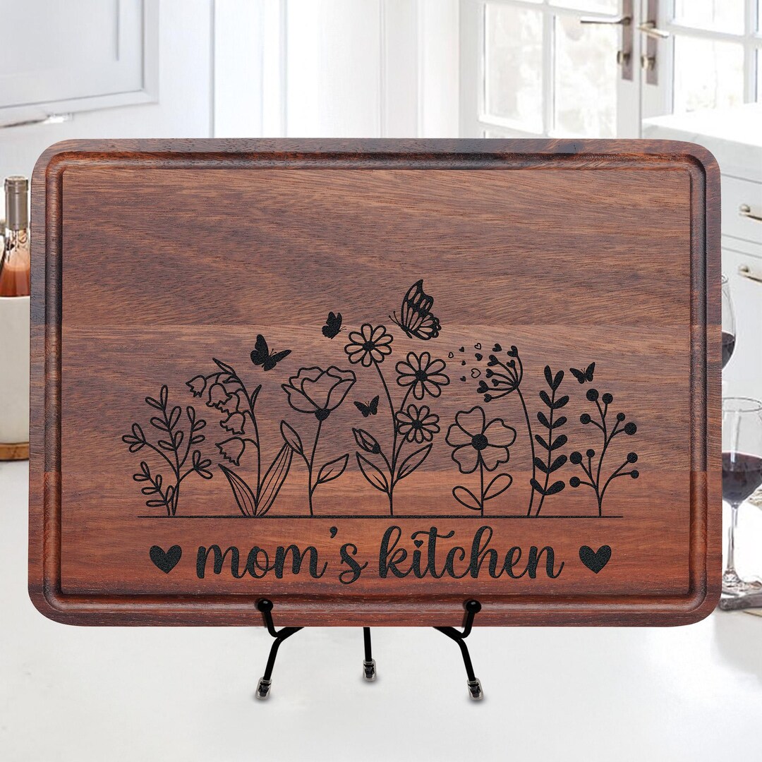 Bamboo Cutting Board - Wildflowers Tempered Wood Chopping Board ...