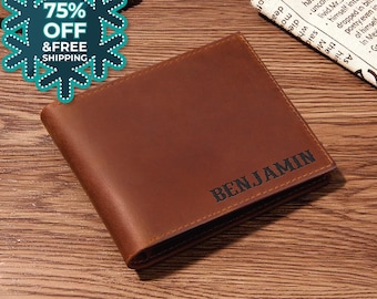 Engraved Dad Gift, Men's Wallet, Custom Monogrammed Wallet, Personalized Handmade Wallet, Engraved Wallet, Gift For Him, Groomsman Gift