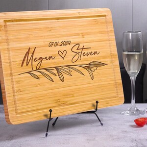 Personalized Cutting Board Wedding Gift, Bamboo Charcuterie Board, Unique Valentines Day Gift, Bridal Shower, Engraved Engagement Present,