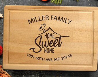 Custom Home Sweet Home Engraved Cutting Board, Realtor Closing Gift, Personalized Housewarming Gift, New Home Gift, Home Decor, Realtor Gift