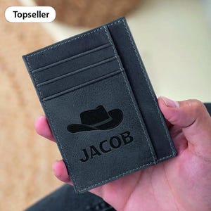 Tarjetero de cuero, tarjetero personalizado, tarjetero con monograma, estuche personalizado para tarjetas de visita, regalo de empresa