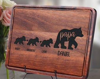 Custom Grandpa Gift for Christmas, Grandpa's Birthday Gift, Personalized Wooden Cutting Board For Grandfather, Papa Gift from Kids