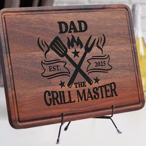 Personalized Grill Master Cutting Board for Dad Custom BBQ Gift Father&#39;s Day Present Dad’s BBQ Kingdom Board  Est. Year Included Anniversary