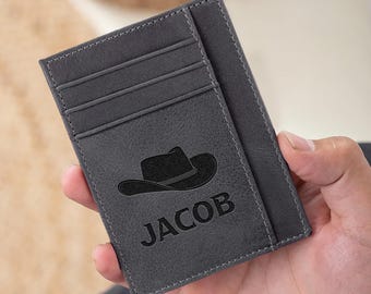 Minimalist Leather Wallet, Slim Card holder, Personalized Card Holder, Fathers Day Gift, Leather Wallet, Custom Card Holder, Gift for Him