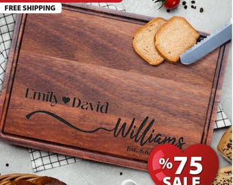Personalized Engraved Cutting Board, Custom Cutting Board Wedding Gift, Housewarming Gift, Anniversary Gift, Engagement Gift