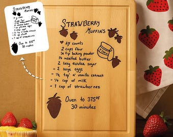 Engraved Handwritten Recipe Cutting Board, Christmas Family Kitchen Keepsake, Personalized Recipe Sentimental Gift, Housewarming Gift