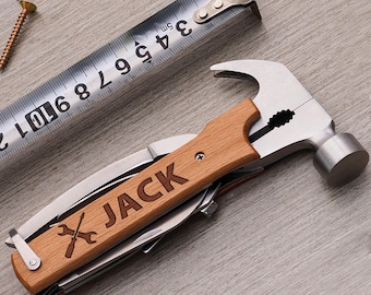 Personalized Engraved Multitool, Engraved Pocket Hand Knife, Camping Multitool Knife, Hammer gift for Best Friends, Outdoor Life Gift