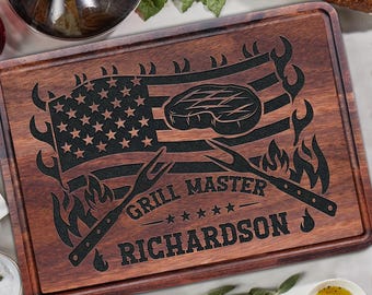Personalized BBQ Cutting Board Gift for Grandpa, Grilling Accessory, Gift from Grandkids, Father's Day Gift, Grandpa's Birthday Gift