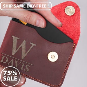 Tarjetero personalizado para papá, billetera personalizada para él, regalo del Día del Padre, billetera hecha a mano, regalo para hombre, tarjetero grabado, tarjetero