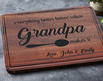 Personalized Cutting Board for Grandpa, Father's Day Gift from Son Daughter, Birthday Gift, Grandpa Kitchen Gift, Gifts from Grandkids