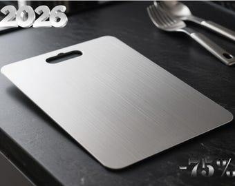 Titanium Cutting Board Laser Cut Stainless Steel Metal Chopping Board: Kitchen Housewarming Gift