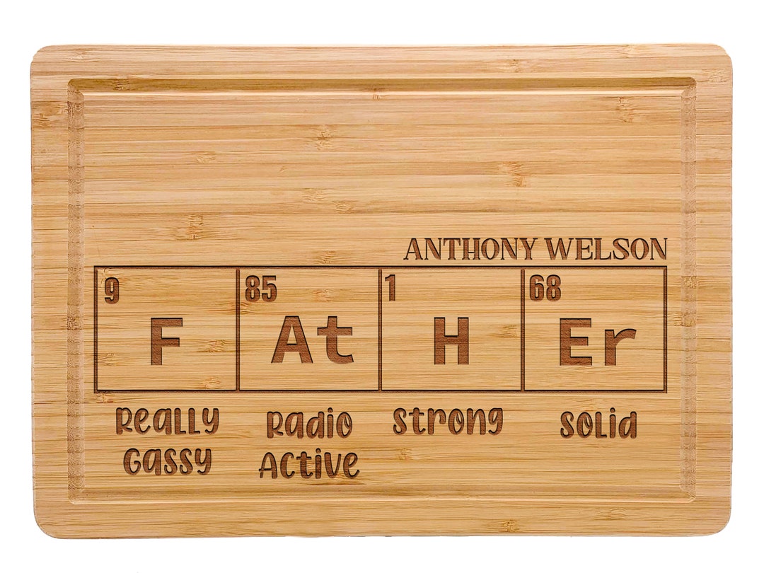 Periodic Table Inspired Engraved Cutting Board Gift for Fathers Day