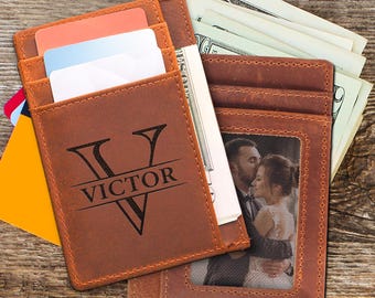 Minimalist Leather Wallet, Slim Card holder, Personalized Card Holder, Fathers Day Gift, Leather Wallet, Custom Card Holder, Handmade Wallet