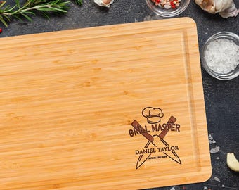 Personalized Grill Cutting Board, BBQ Themed, Grill Master, Personalized BBQ Cutting Board, Gift for Dad, Fathers Day Gift, Retirement Gift