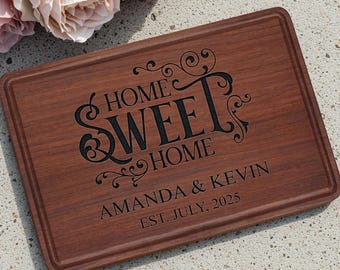 Personalized New Home Cutting Board, Custom Engraved Housewarming Gift, First Home Present for Couple