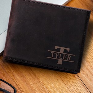 Cartera de cuero para hombre, Cartera personalizada para hombre, Cartera para hombre con tres pliegues, Regalo de San Valentín, Regalo para papá, Cartera de cuero para hombre, Regalo de tercer aniversario para él