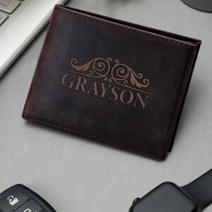 Regalo de San Valentín personalizado para él, regalo del día del padre, billetera personalizada para hombre, billetera personalizada, billetera grabada, billetera con escritura a mano
