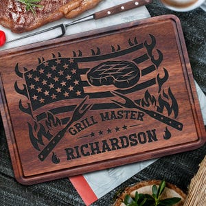 BBQ Cutting Board Gift For Him - Personalized Boyfriend Gift - Custom Gift for Husband - Engraved Fathers Day Gift - Wood Grill Gift for Dad