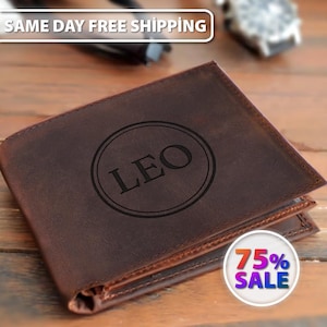Cartera de cuero de grano completo hecha a mano, regalo personalizado para aniversario y padre, carteras personalizadas grabadas para hombres, novios y padrinos de boda.