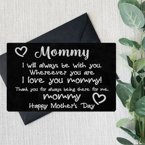 Tarjeta de mensaje de billetera personalizada, tarjeta de mensaje personalizada para mamá de niños hijo hija, tarjeta de billetera grabada para el día de la madre, tarjeta de mensaje