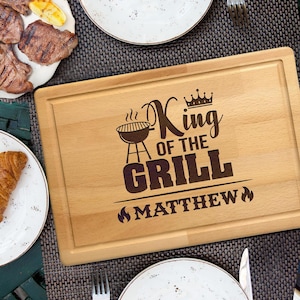 Personalized King of The Grill Dad, Gifts for Dad, Dad Father&#39;s Day Gifts, Dad Grilling Gift, Dad Cutting Board, Dad Gift for Grandpa