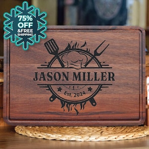 Personalized CHEF Cutting board Chefs Board Custom Engraved Housewarming Kitchen Cooking Bridesmaid Gifts for Him Dad Men Her Mom