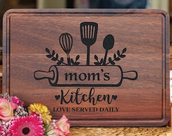Personalized Walnut Cutting Board for Grandma, Everything Tastes Better At Nana's Kitchen, Mother's Day Gift for Mom, Birthday Gifts