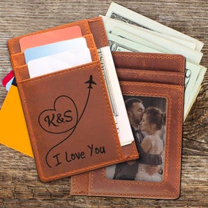 Tarjetero de cuero, tarjetero personalizado, tarjetero con monograma, estuche personalizado para tarjetas de presentación, regalo de empresa
