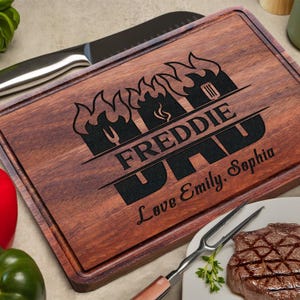 Personalized Dad Cutting Board Custom Gift from Kids BBQ Grill Master Board with Name and Message Perfect Gift for Father’s Day or Birthday