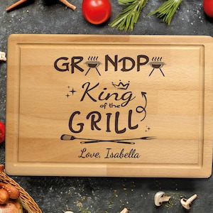 Personalized BBQ Board Gift for Grandpa, Fathers Day Gift, BBQ Cutting Board Custom Boyfriend, Husband Gift, Wood Grill Gift for Dad
