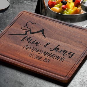 Wood Cutting Board, Personalized Cutting Board, Floral Engagement Gift For Couple, Personalized Charcuterie Board, Engraved  wedding gift