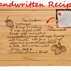Handwritten Recipe Cutting Board, Grandma&#39;s Handwriting, Engraved Recipe, Mother&#39;s Day, Gift for Mom Nana, Personalized Cutting Board, Nonna