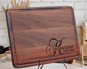 Personalized Rustic Wooden Cutting Board, 5th Anniversary, Personalized Xmas Gift, Unique Wedding, Engagement Gifts, Unique Wedding Gift