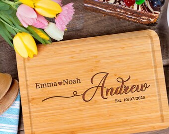 Custom Wedding Cutting Board, Personalized Wedding Gift, Engraved Anniversary Gift for Couples, Wedding Gift for Newlyweds, Bridal Shower