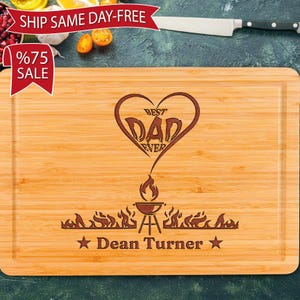 Custom Engraved Cutting Board For Dad, Personalized BBQ Gift for Dad, Father&#39;s Day Gift for Him,Custom Grill Master Board,Chef Name Engraved