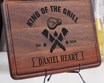 Personalized Grilling BBQ Gifts for Father's Day, BBQ Cutting Board for Men, Meat Cutting Board, Steak Board for Dad, Grandpa, Griller Gift