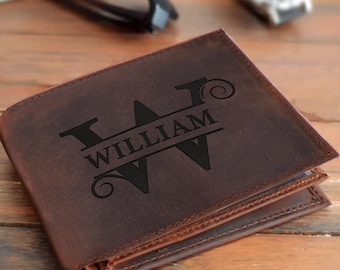 Personalized Leather Wallet, Trifold Wallet, Mens Wallet, Personalized Gifts for Dad, Custom Wallet, Engraved Wallet, Gift for Him, Wallet