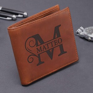 Regalos personalizados para él, billetera de cuero grabada para hombres, billetera personalizada, billetera personalizada, regalos del día del padre, esposo, novio, papá