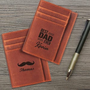 Cartera de cuero RFID personalizada con diseño de anime, billetera de cuero genuino personalizada con monograma grabado, regalo de aniversario para él, regalo del día del padre