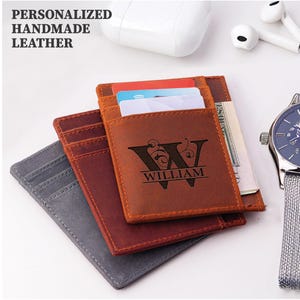 Tarjetero de cuero para San Valentín, tarjetero personalizado para San Valentín, tarjetero monogramado para San Valentín, estuche personalizado para tarjetas de San Valentín, regalo de empresa