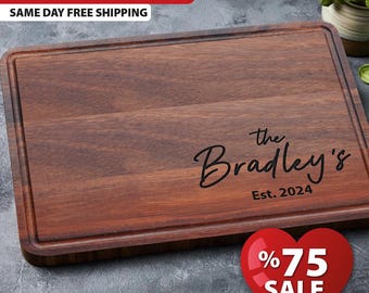 Personalized Cutting Board Wedding Gift, Bamboo Charcuterie Board, Unique Christmas Gift, Bridal Shower, Engraved Engagement Present,
