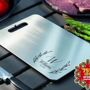 Premium Titanium Stainless Steel Cutting Board - Customized Name Christmas Gift - Anniversary Gifted Cutting Board - Personalities Gifts