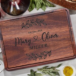 Wedding Wooden Cutting Board Housewarming Engagement Gifts for Couple Custom Cutting Board Gift for Newlywed Engraved Board Anniversary Gift