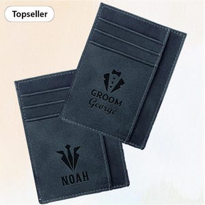 Tarjetero de cuero grabado con monograma, tarjetero de cuero personalizado, minicartera de cuero hecha a mano para hombres y mujeres