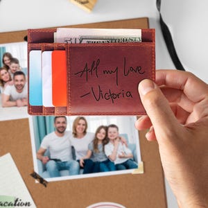 Inserto de billetera personalizado, billetera hecha a mano, regalo grabado para él, regalo de San Valentín, regalo de cumpleaños, regalo para pareja, novio, esposo o esposo.
