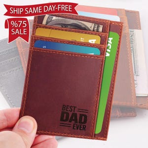 Best Dad Ever, Father's Day Gifts, Anniversary Credit Card Wallet, Custom initials Slim Card Wallet, Card Case Holder, Handmade Wallet