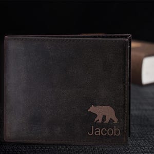 Cartera de cuero personalizada para hombre para el día del padre, cartera de cuero personalizada para hombre para el día del padre, cartera grabada para hombre para el día del padre