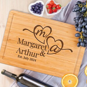Personalized Cutting Board for Couple, Wedding Registry Gift, Anniversary Gift for Parents, Housewarming Gift, Engagement Gift Idea